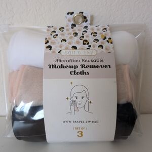 Microfiber Reusable Makeup Remover Cloths Set Of 3 With Travel Zip Bag